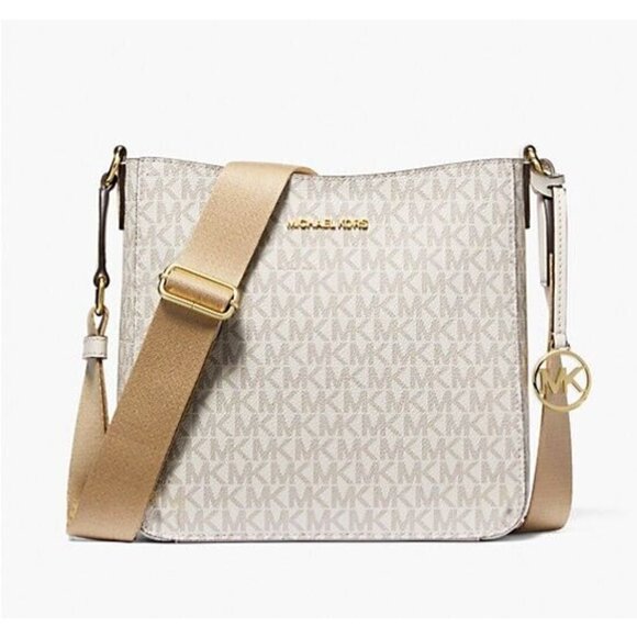 New Michael Kors Jet Set Travel Small Logo Messenger Bag Light Cream Multi - Picture 1 of 4
